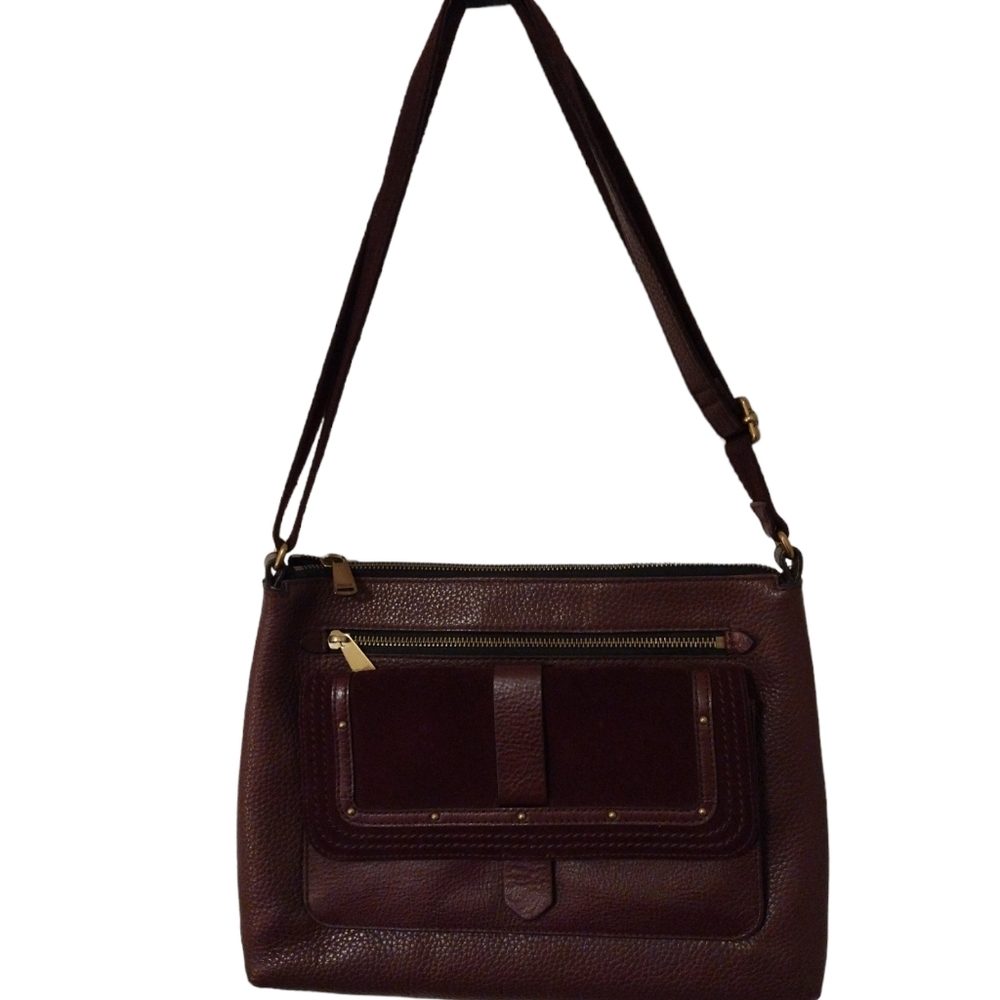 Fossil crossbody purse, pebbled leather and suede, NWOT